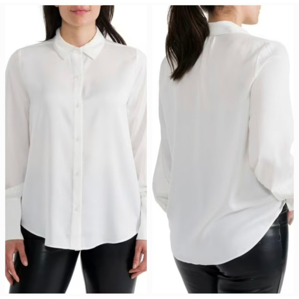 Joie Womens Limited Edition Cream Long Sleeve Satin Blouse Top Size Large NWT